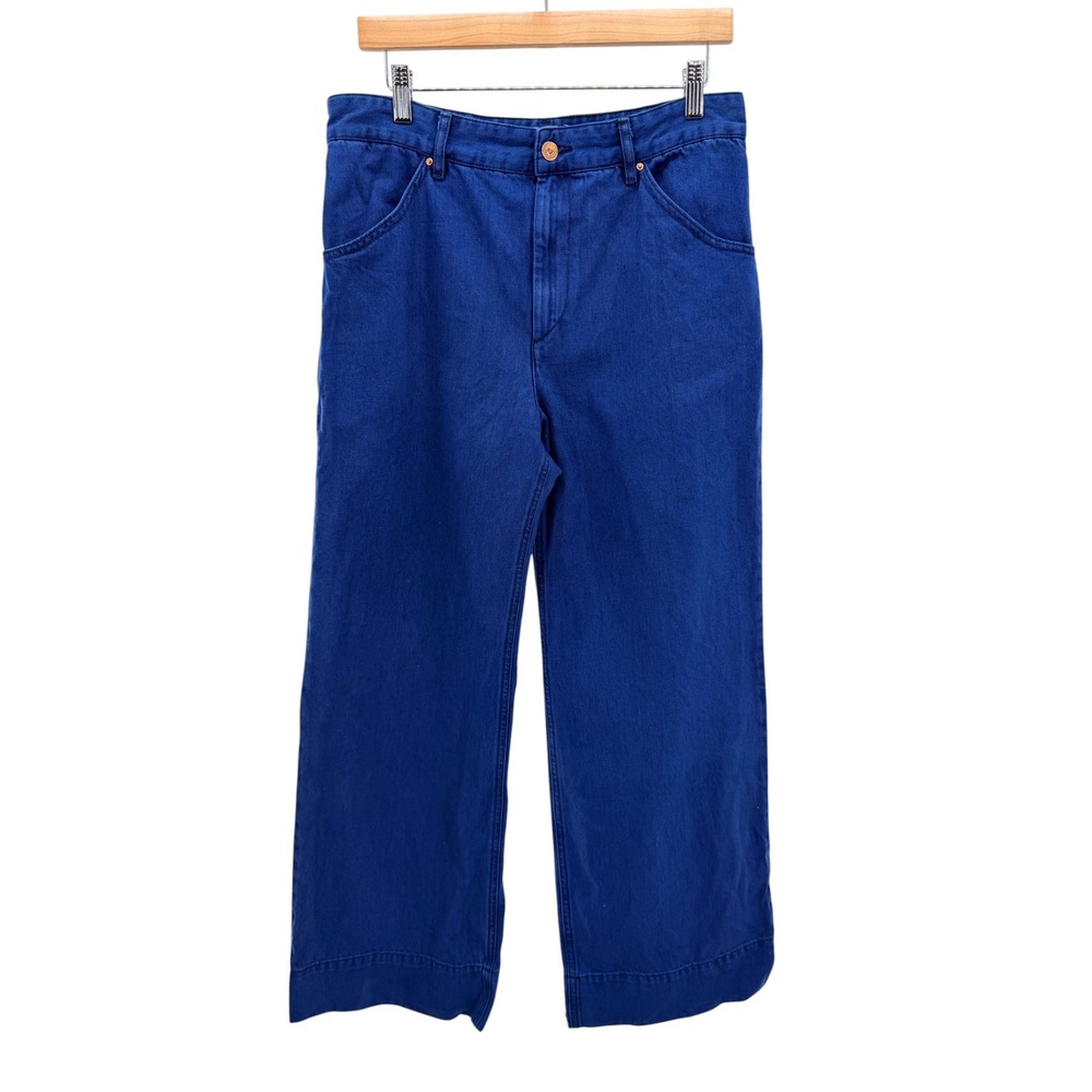 Isabel Marant Etoile N 1501 Blue Cotton Trousers Wide Leg Utility Jeans Size 42